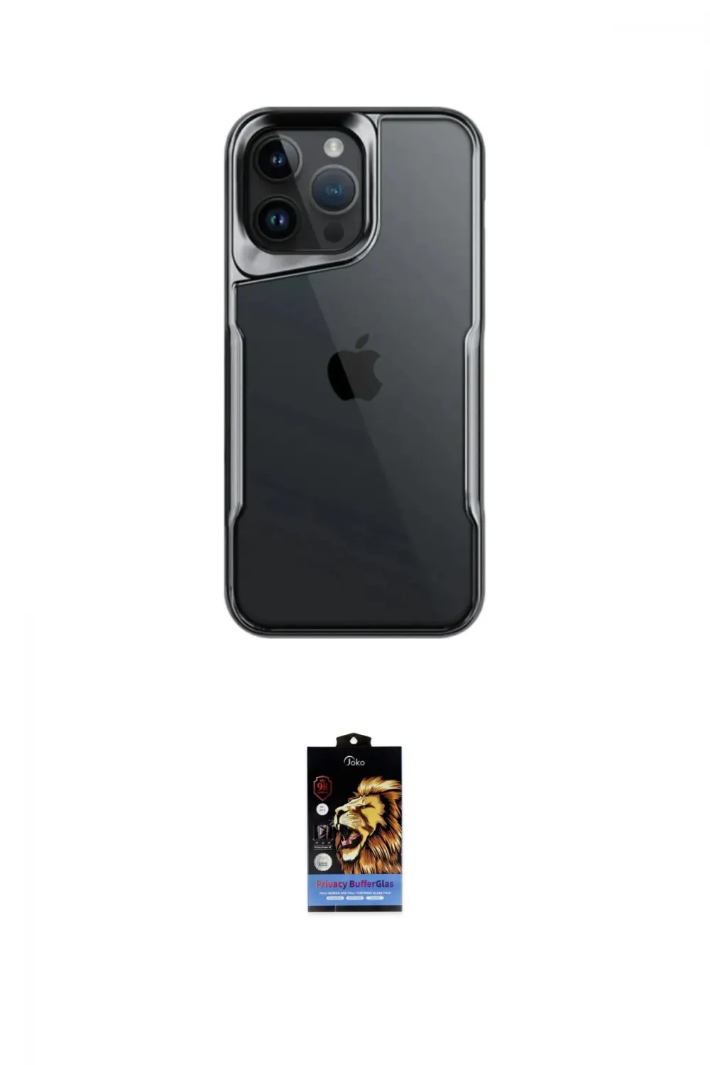 ieg™ iPhone 16 Pro Kılıf Akış Çizgi Koleksiyonu - Siyah Buffer Hayalet Cam Ekran Koruyucu
