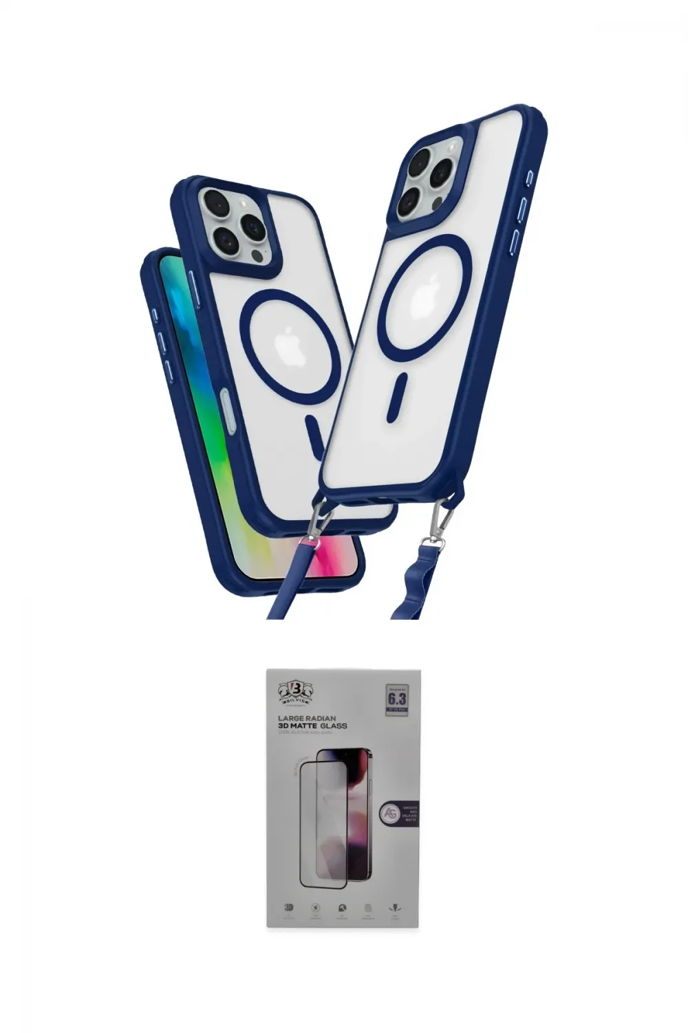 ieg™ iPhone 16 Pro Kılıf Atlas Doku Koleksiyonu - Siyah Bilvis 3D Mat Cam Ekran Koruyucu