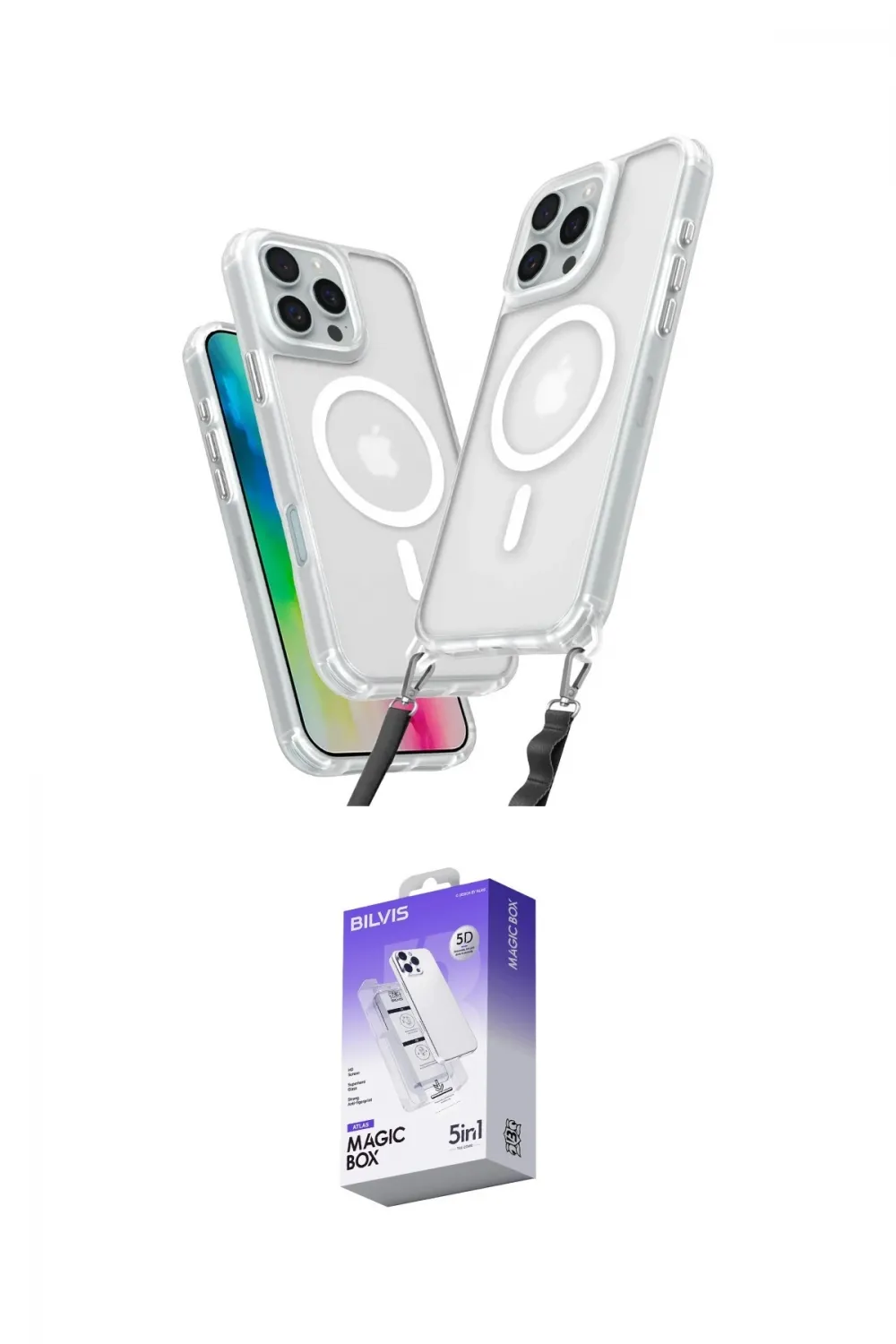 ieg™ iPhone 16 Pro Kılıf Atlas Doku Koleksiyonu - Siyah Bilvis 5in1 3D Magic Cam Ekran Koruyucu