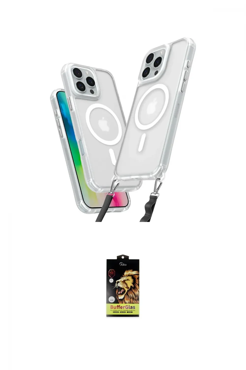 ieg™ iPhone 16 Pro Kılıf Atlas Doku Koleksiyonu - Siyah Buffer Cam Ekran Koruyucu