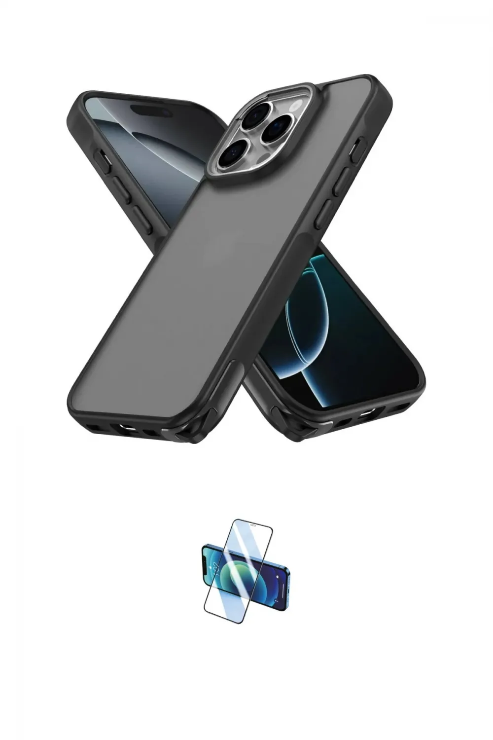 ieg™ iPhone 16 Pro Kılıf Atlas Form - Siyah 3D Antistatik Seramik Nano Ekran Koruyucu