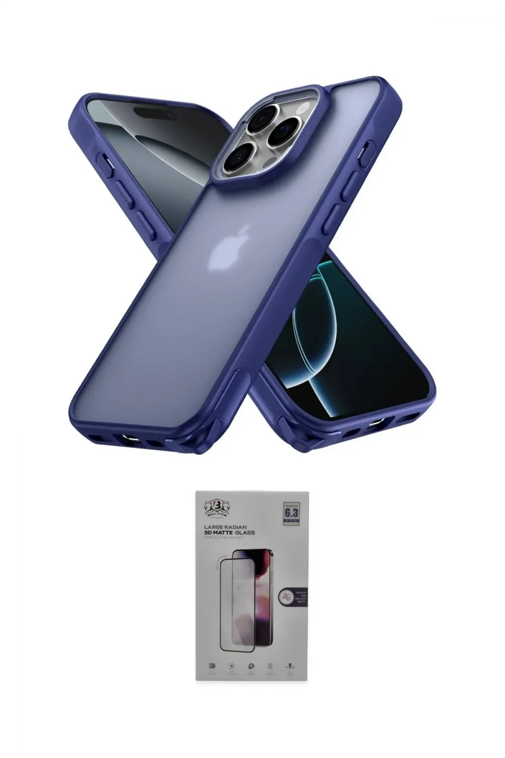 ieg™ iPhone 16 Pro Kılıf Atlas Form - Siyah Bilvis 3D Mat Cam Ekran Koruyucu