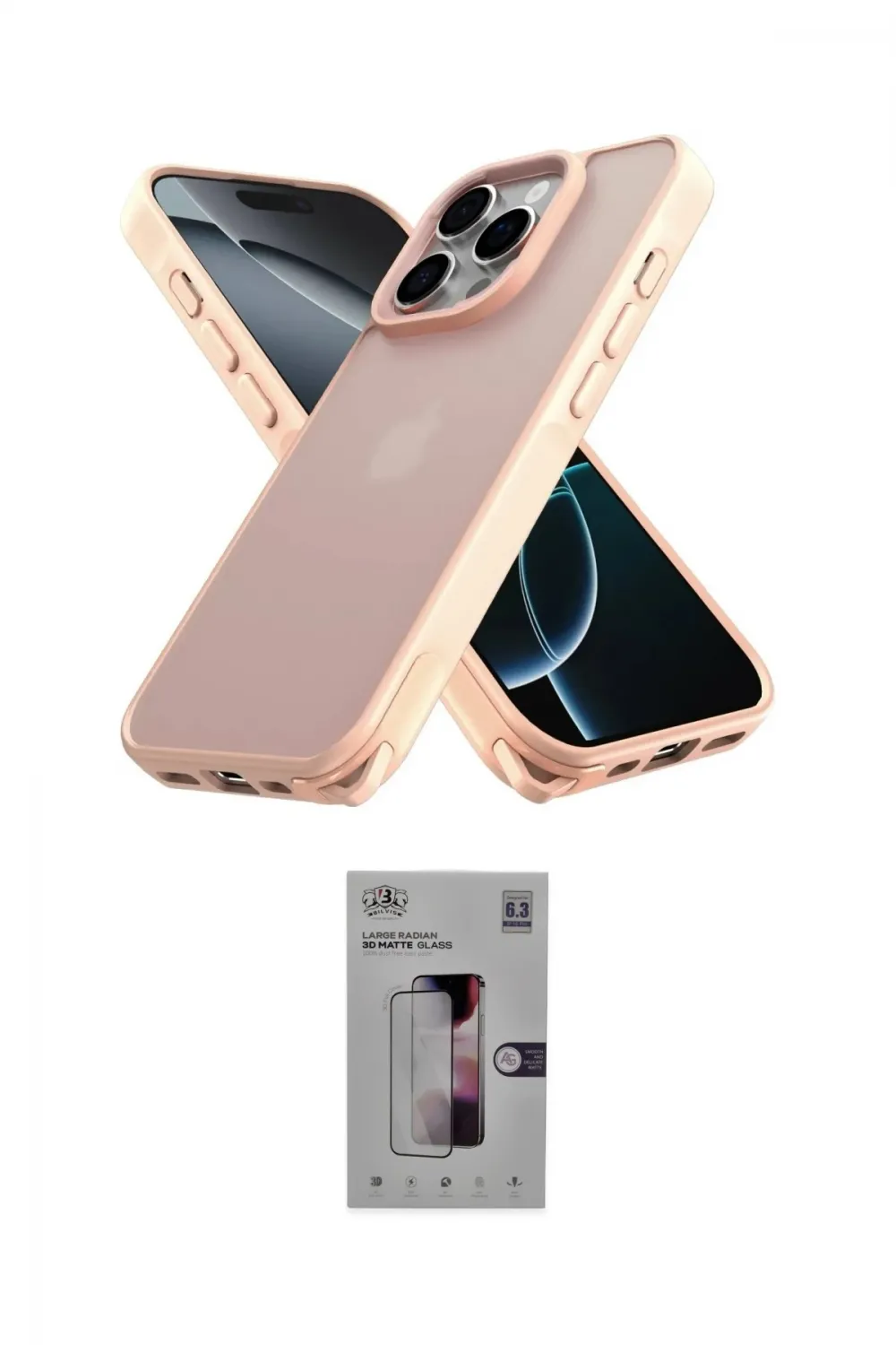 ieg™ iPhone 16 Pro Kılıf Atlas Form - Siyah Bilvis 3D Mat Cam Ekran Koruyucu