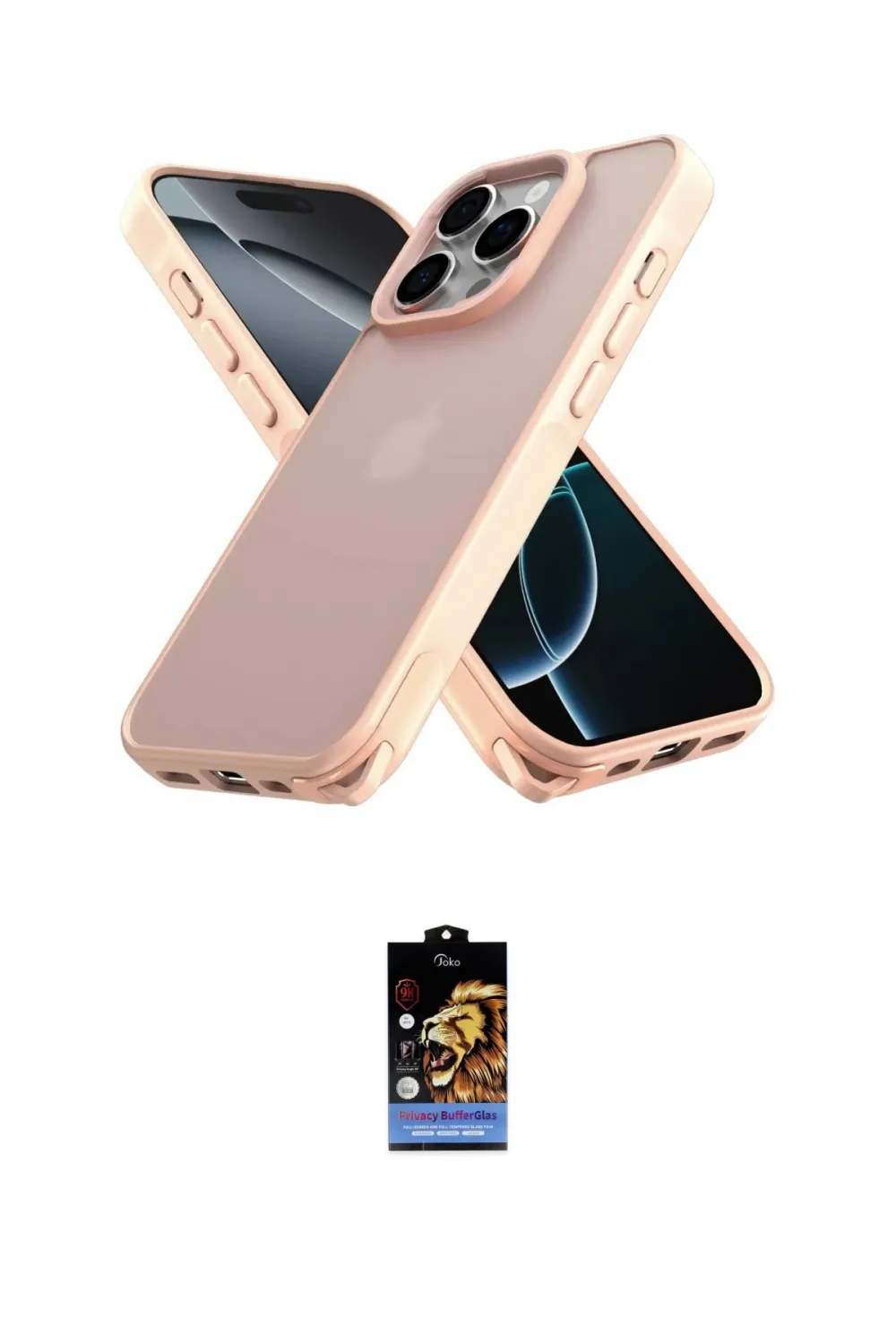 ieg™ iPhone 16 Pro Kılıf Atlas Form - Siyah Buffer Hayalet Cam Ekran Koruyucu