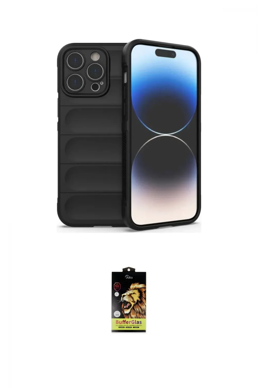 ieg™ iPhone 16 Pro Kılıf Atlas Koleksiyonu - Siyah Buffer Cam Ekran Koruyucu