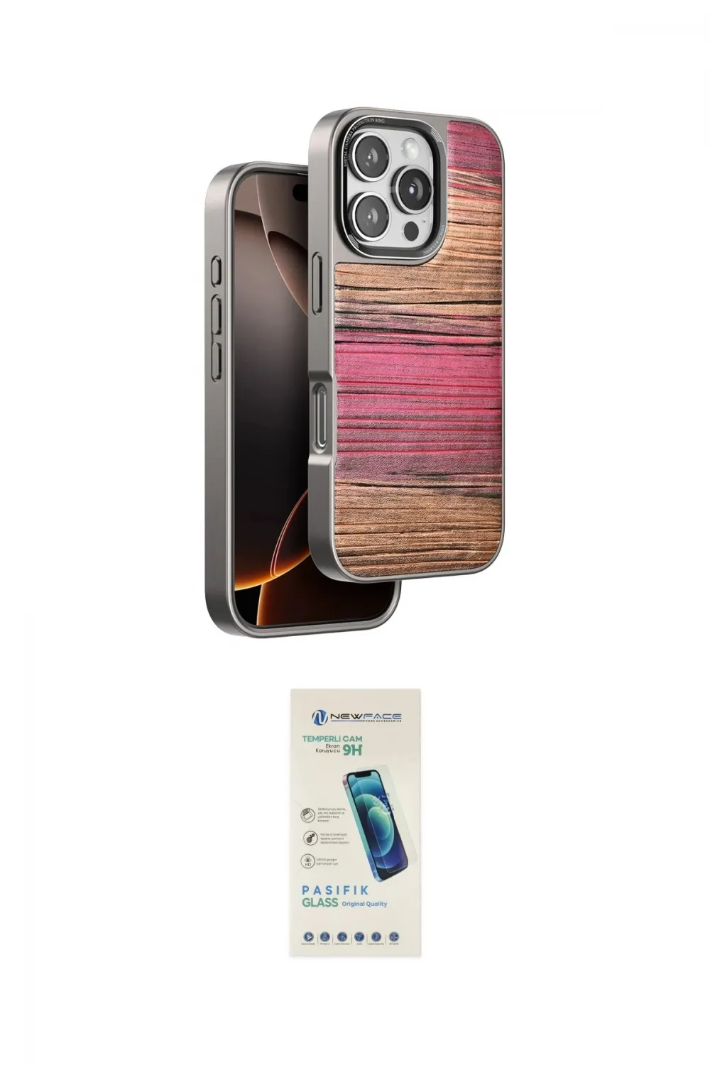 ieg™ iPhone 16 Pro Kılıf Atlas Minimal Özel Seri - Şeffaf Pasifik Cam Ekran Koruyucu