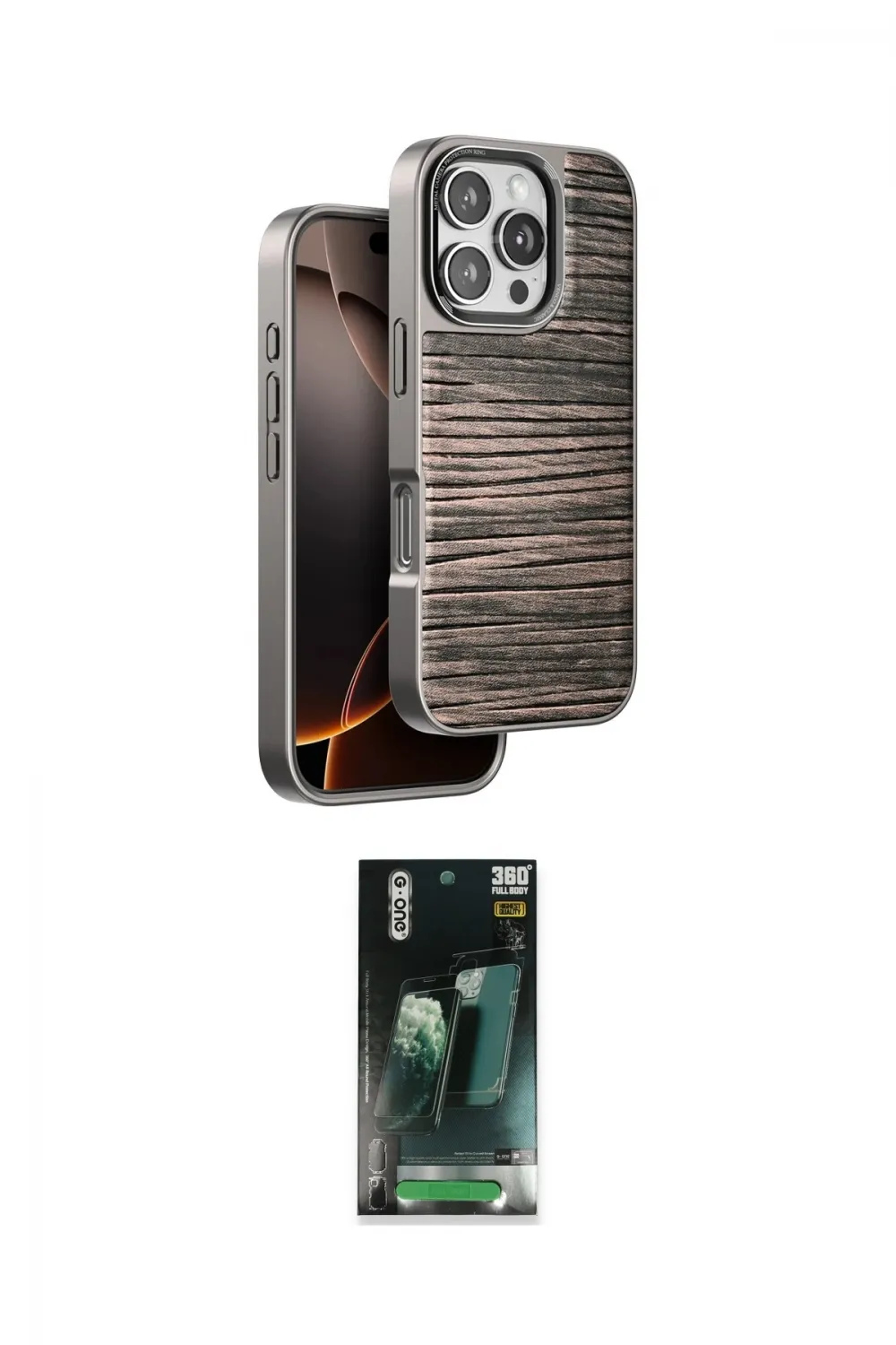 ieg™ iPhone 16 Pro Kılıf Atlas Minimal Özel Seri - Siyah 360 Mat Full Body Arka Koruyucu