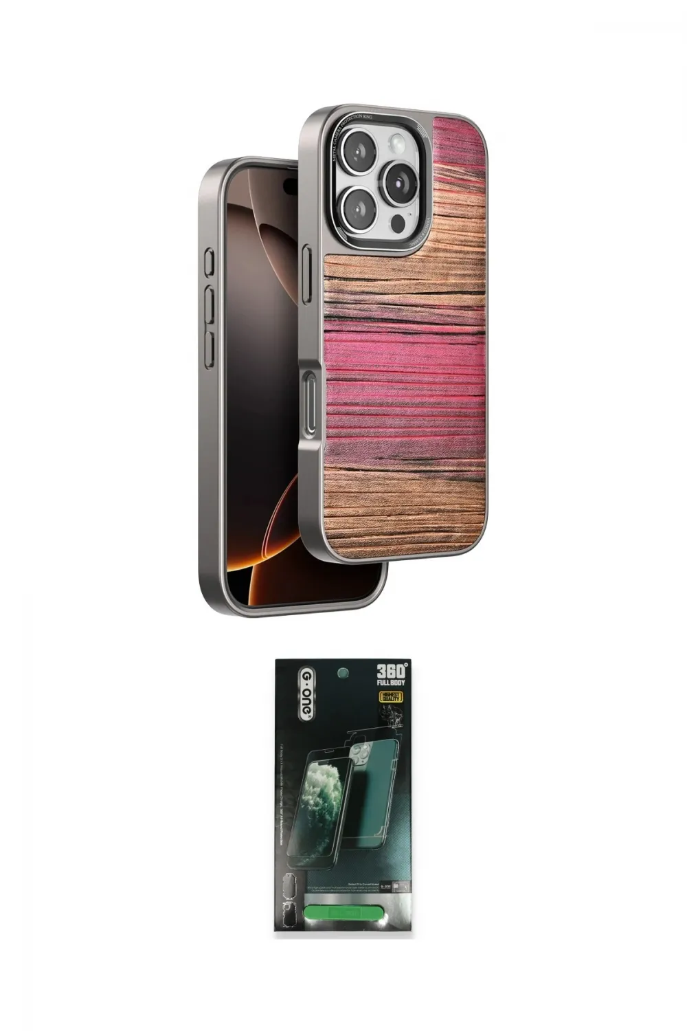 ieg™ iPhone 16 Pro Kılıf Atlas Minimal Özel Seri - Siyah 360 Mat Full Body Arka Koruyucu