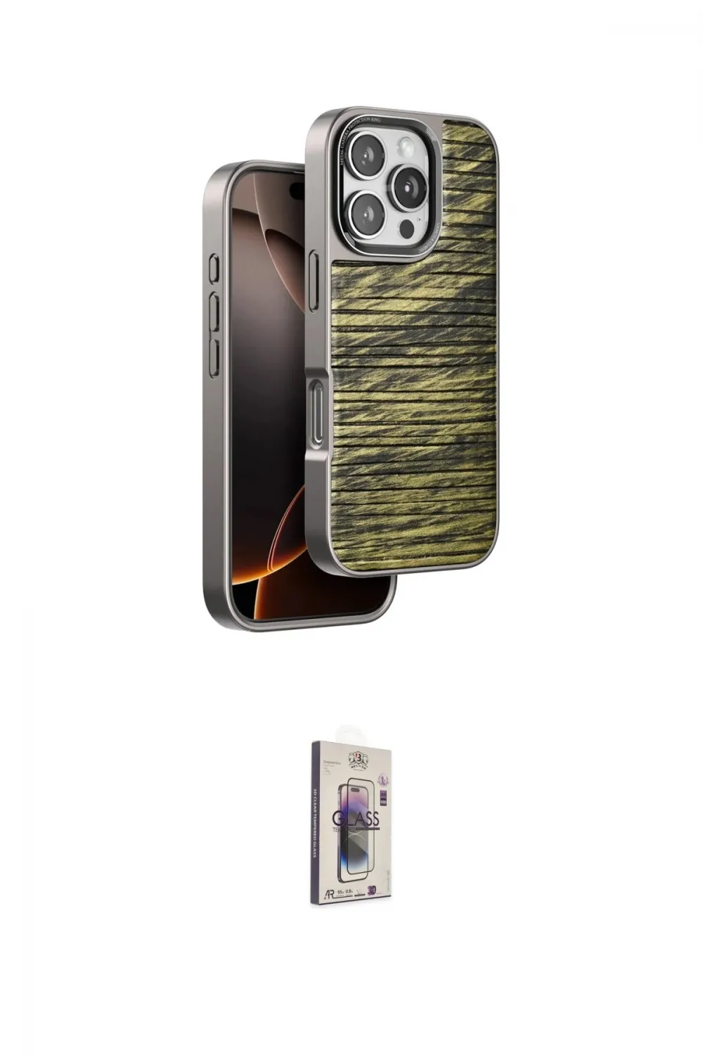 ieg™ iPhone 16 Pro Kılıf Atlas Minimal Özel Seri - Siyah Bilvis 3D Cam Ekran Koruyucu