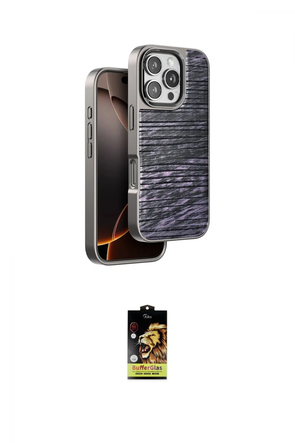 ieg™ iPhone 16 Pro Kılıf Atlas Minimal Özel Seri - Siyah Buffer Cam Ekran Koruyucu