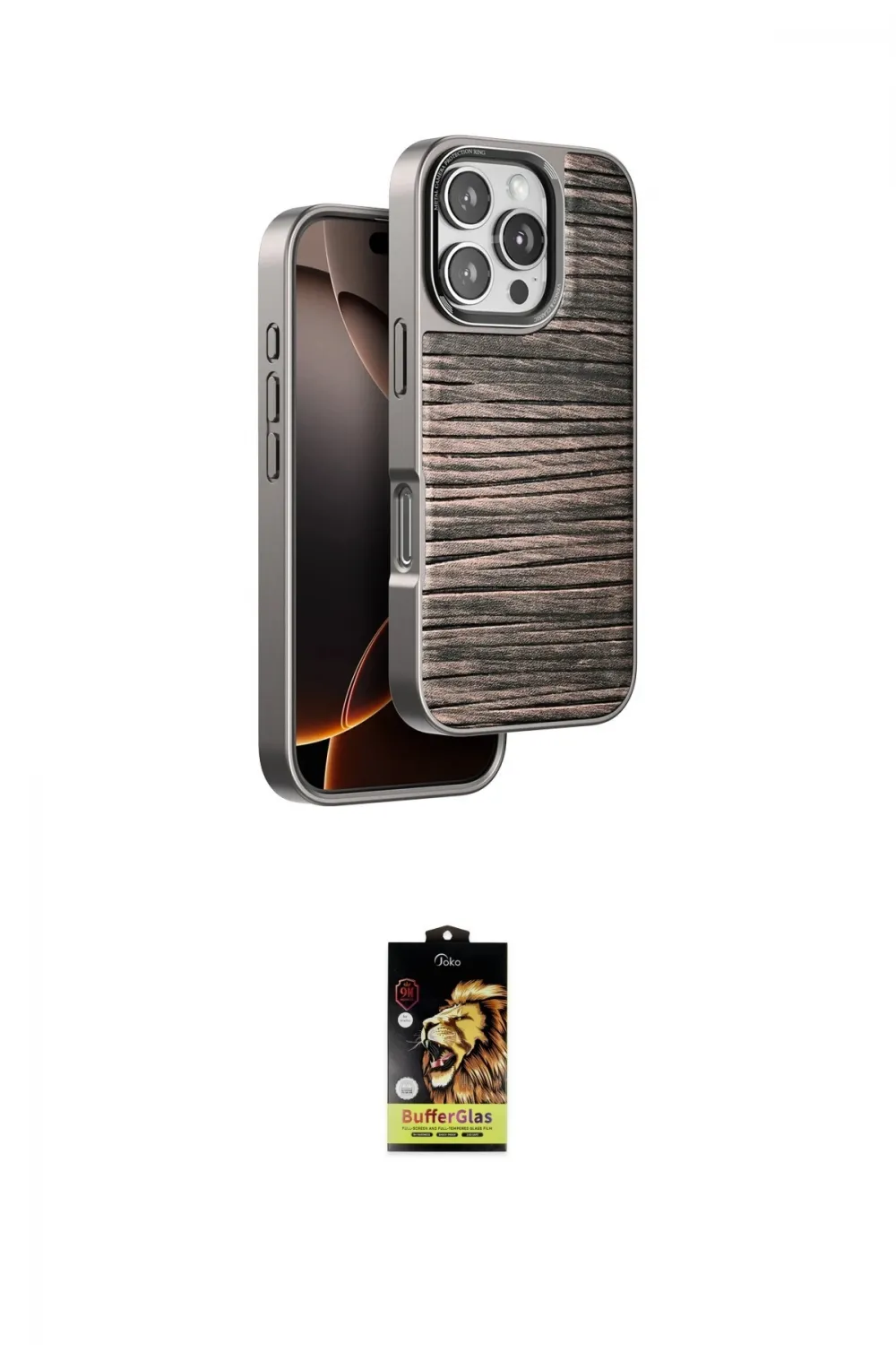 ieg™ iPhone 16 Pro Kılıf Atlas Minimal Özel Seri - Siyah Buffer Cam Ekran Koruyucu