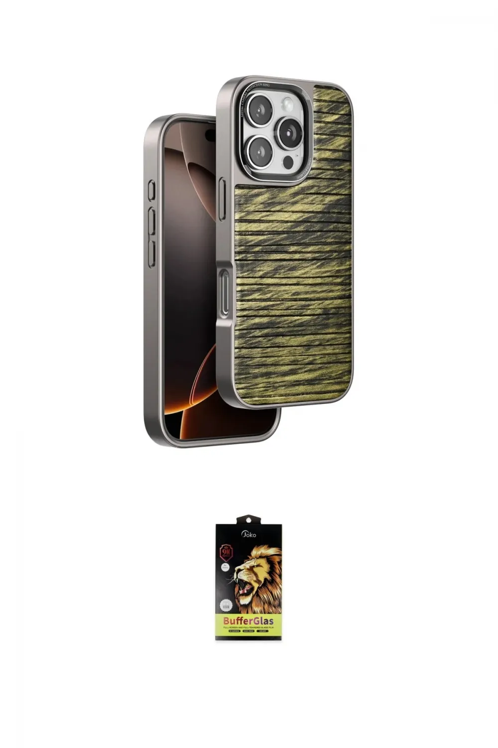 ieg™ iPhone 16 Pro Kılıf Atlas Minimal Özel Seri - Siyah Buffer Cam Ekran Koruyucu