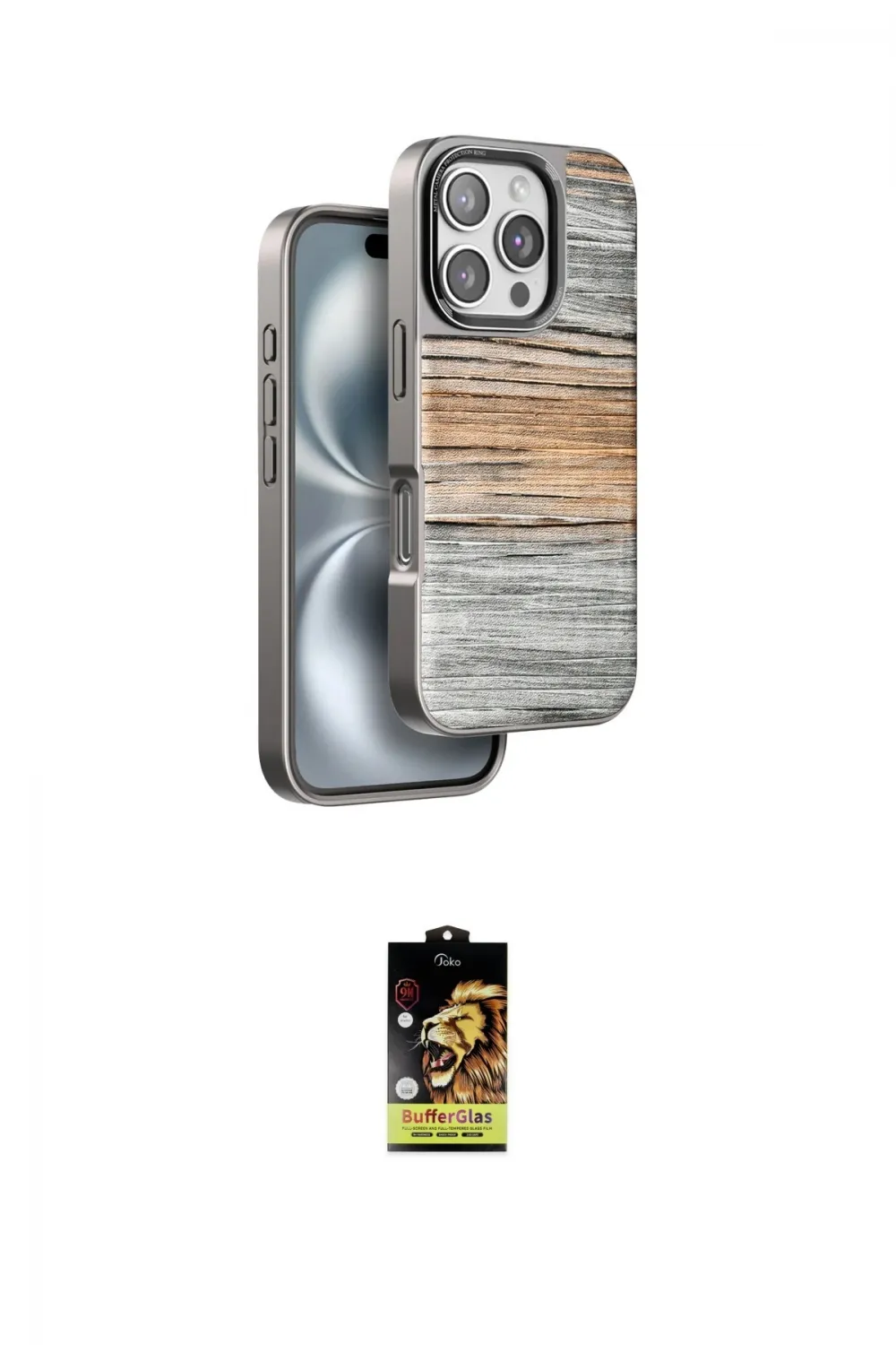 ieg™ iPhone 16 Pro Kılıf Atlas Minimal Özel Seri - Siyah Buffer Cam Ekran Koruyucu