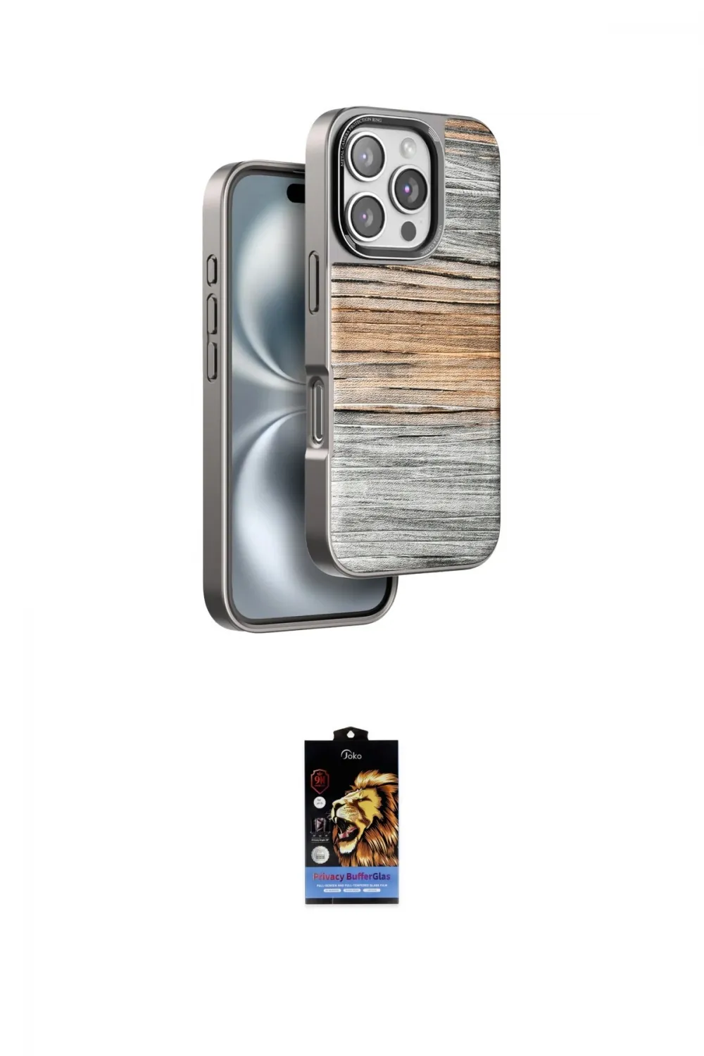 ieg™ iPhone 16 Pro Kılıf Atlas Minimal Özel Seri - Siyah Buffer Hayalet Cam Ekran Koruyucu