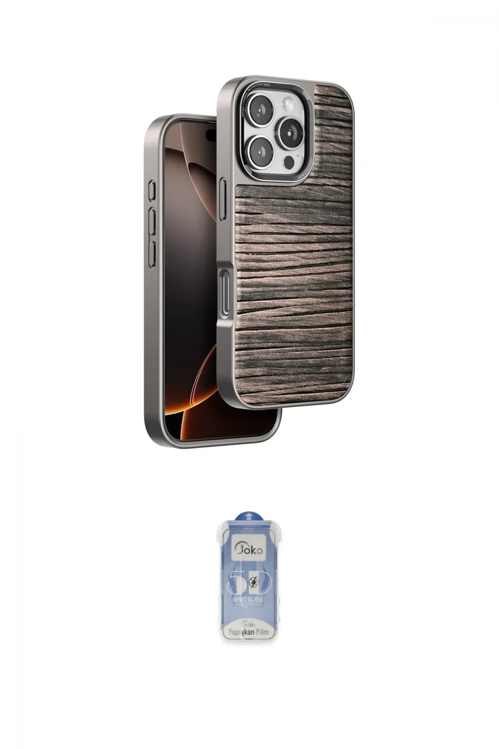 ieg™ iPhone 16 Pro Kılıf Atlas Minimal Özel Seri - Siyah Joko Magic 5D Cam
