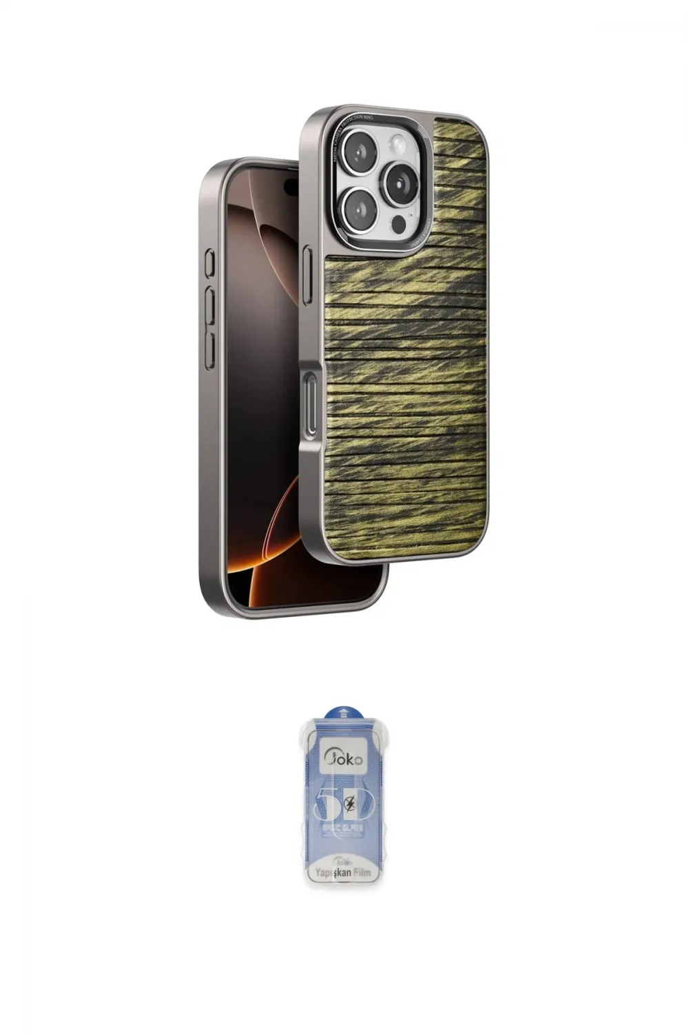 ieg™ iPhone 16 Pro Kılıf Atlas Minimal Özel Seri - Siyah Joko Magic 5D Cam