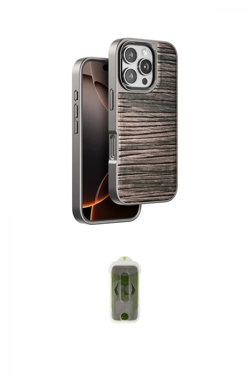 ieg™ iPhone 16 Pro Kılıf Atlas Minimal Özel Seri - Siyah Joko Magic 5D Hayalet Cam