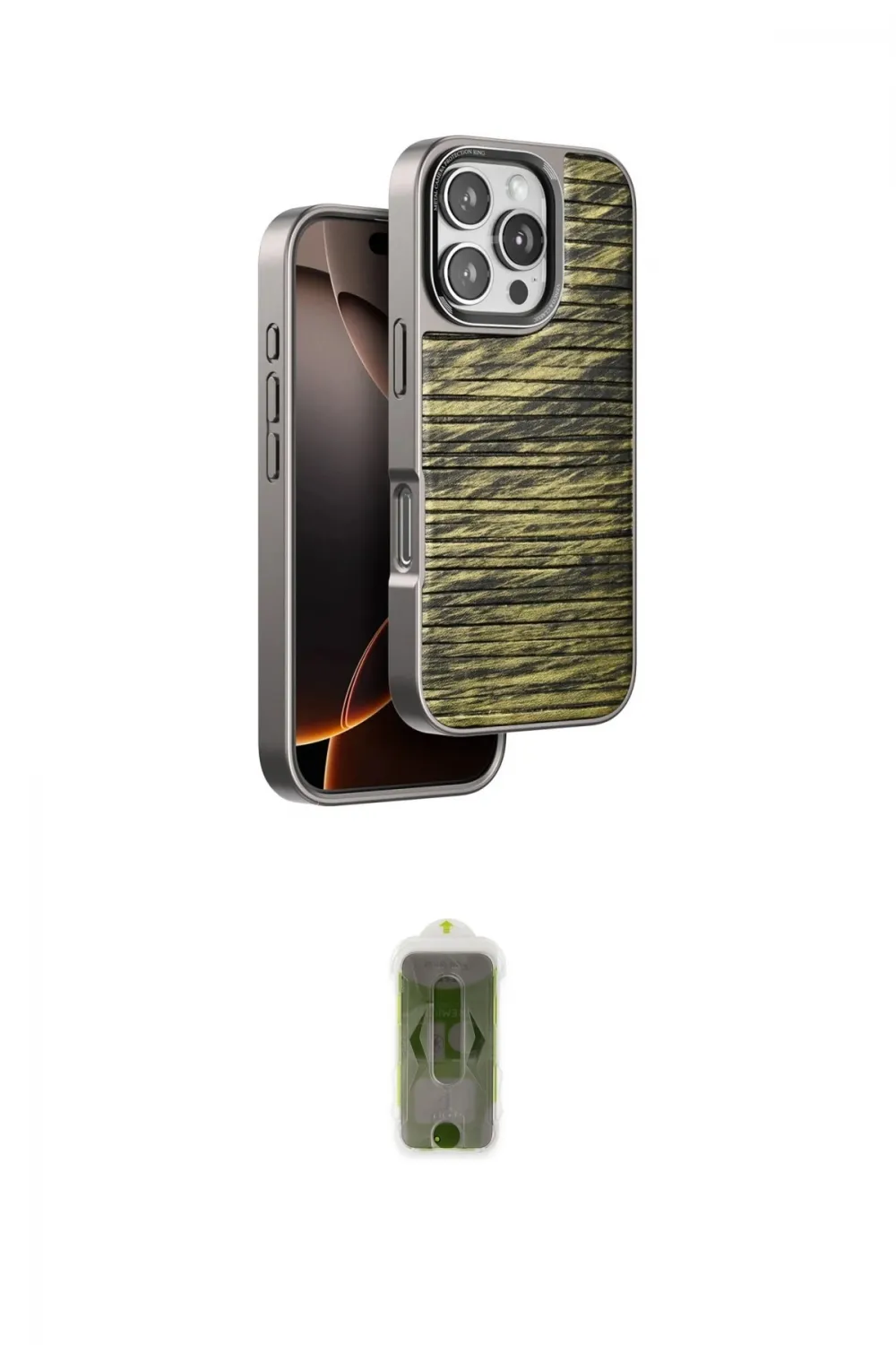 ieg™ iPhone 16 Pro Kılıf Atlas Minimal Özel Seri - Siyah Joko Magic 5D Hayalet Cam