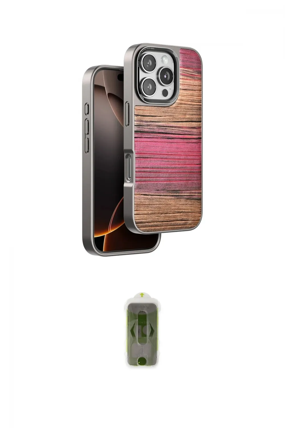 ieg™ iPhone 16 Pro Kılıf Atlas Minimal Özel Seri - Siyah Joko Magic 5D Hayalet Cam