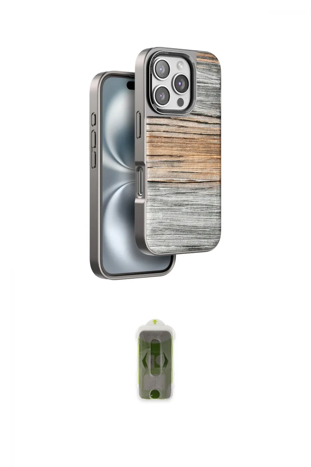 ieg™ iPhone 16 Pro Kılıf Atlas Minimal Özel Seri - Siyah Joko Magic 5D Hayalet Cam