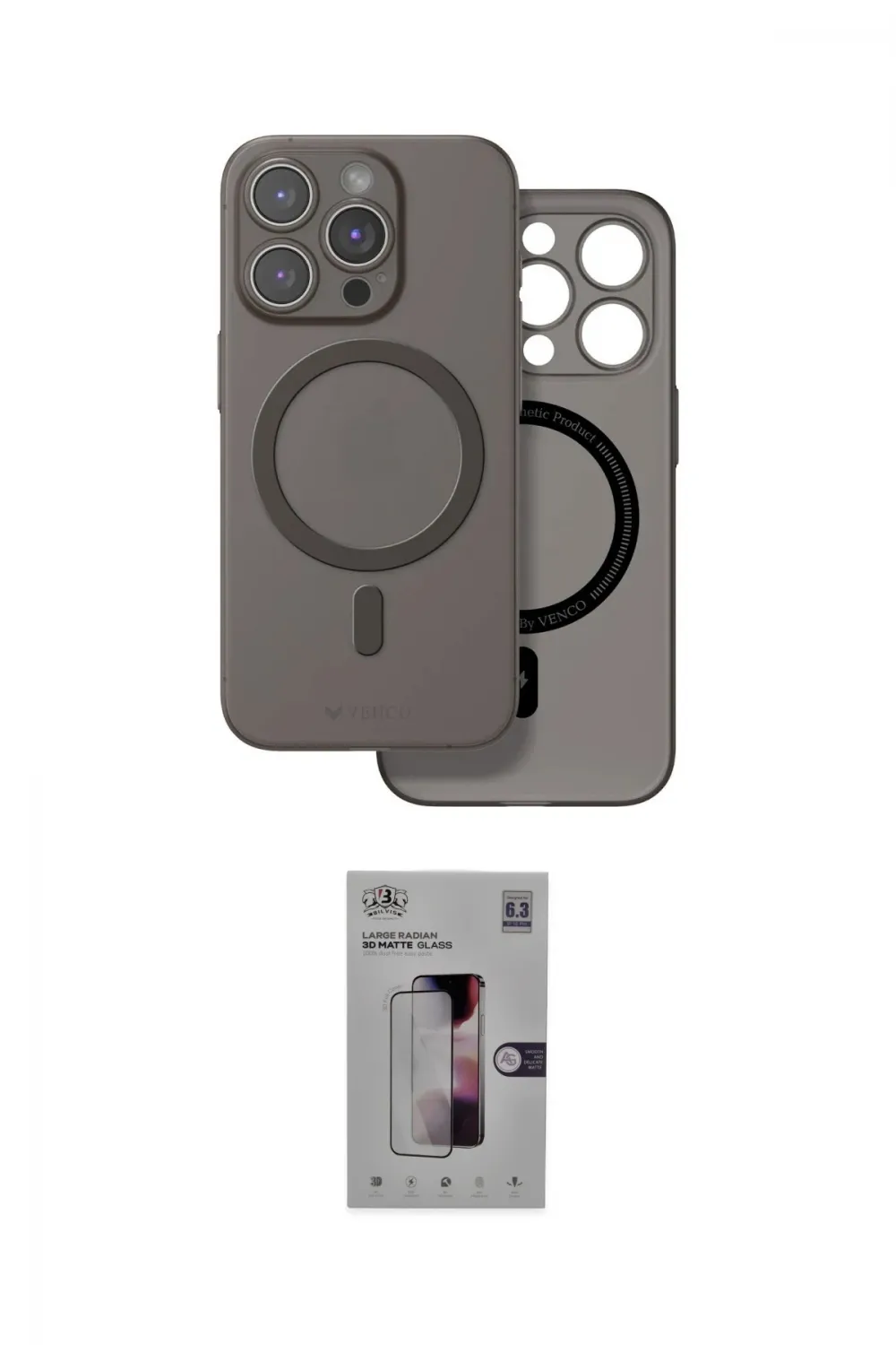 ieg™ iPhone 16 Pro Kılıf Çekirdek Klasik - Siyah Bilvis 3D Mat Cam Ekran Koruyucu