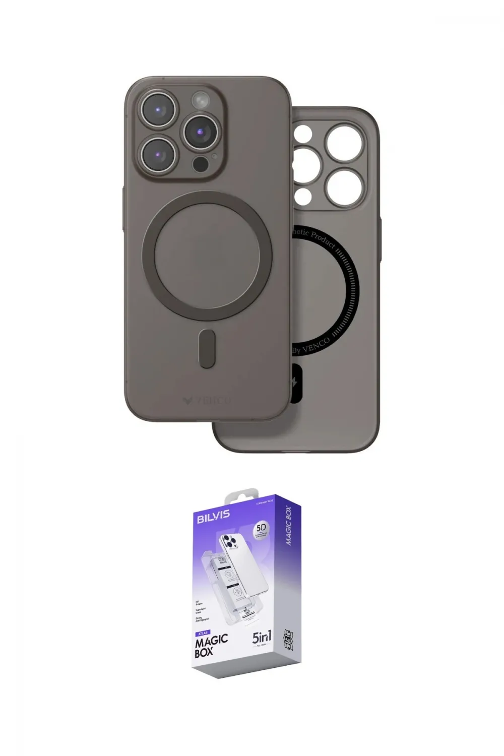 ieg™ iPhone 16 Pro Kılıf Çekirdek Klasik - Siyah Bilvis 5in1 3D Magic Cam Ekran Koruyucu