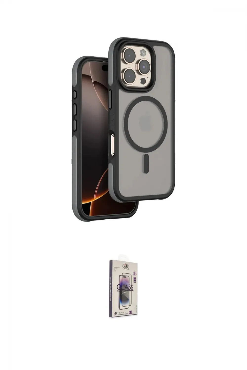 ieg™ iPhone 16 Pro Kılıf Çekirdek Minimal Prime - Siyah Bilvis 3D Cam Ekran Koruyucu