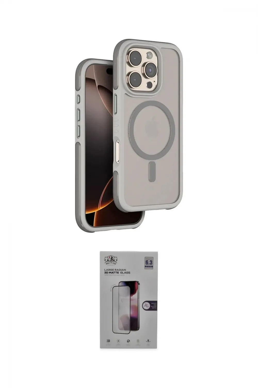 ieg™ iPhone 16 Pro Kılıf Çekirdek Minimal Prime - Siyah Bilvis 3D Mat Cam Ekran Koruyucu