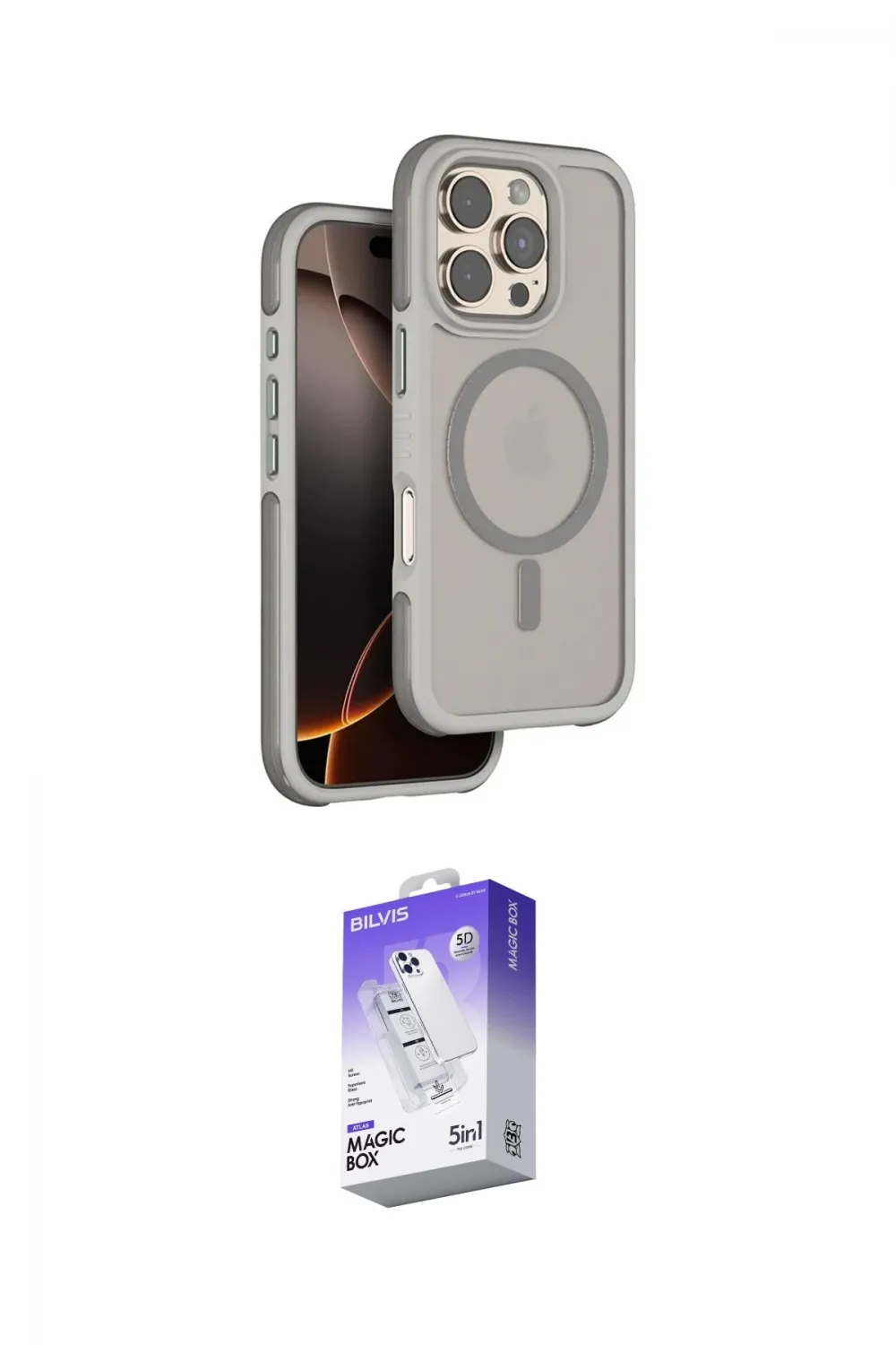 ieg™ iPhone 16 Pro Kılıf Çekirdek Minimal Prime - Siyah Bilvis 5in1 3D Magic Cam Ekran Koruyucu