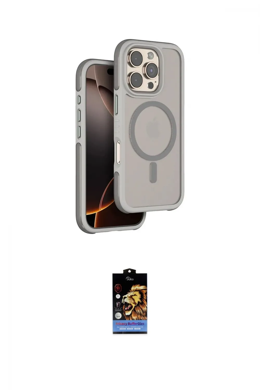 ieg™ iPhone 16 Pro Kılıf Çekirdek Minimal Prime - Siyah Buffer Hayalet Cam Ekran Koruyucu