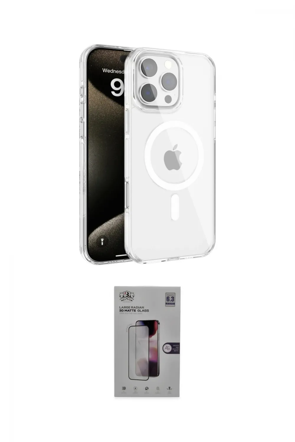 ieg™ iPhone 16 Pro Kılıf Doruk Doku Özel Seri - Siyah Bilvis 3D Mat Cam Ekran Koruyucu