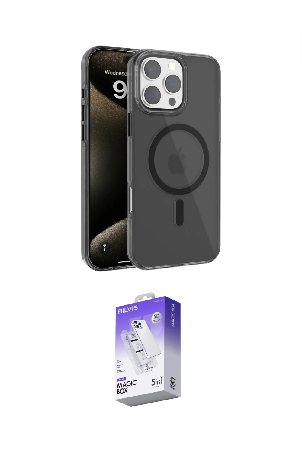 ieg™ iPhone 16 Pro Kılıf Doruk Doku Özel Seri - Siyah Bilvis 5in1 3D Magic Cam Ekran Koruyucu