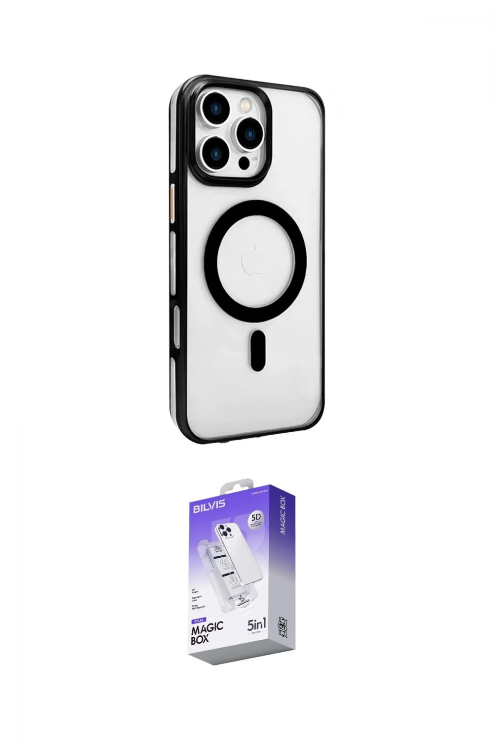 ieg™ iPhone 16 Pro Kılıf Doruk Doku Özel Seri - Siyah Bilvis 5in1 3D Magic Cam Ekran Koruyucu