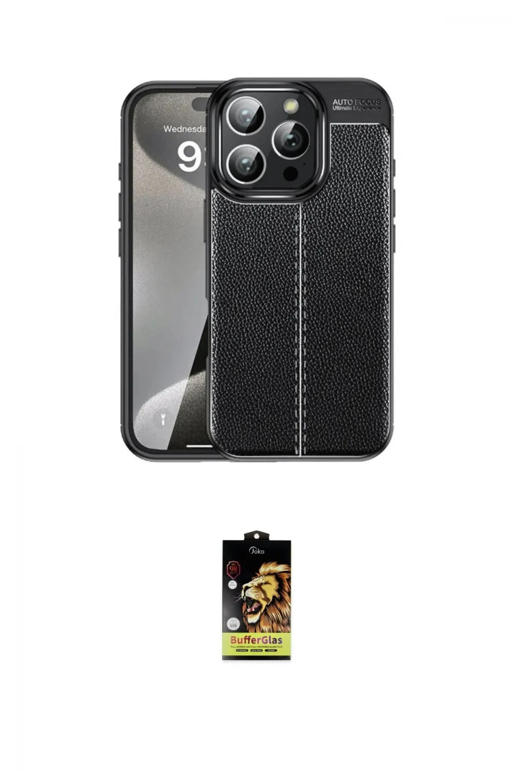 ieg™ iPhone 16 Pro Kılıf Doruk Klasik Özel Seri - Siyah Buffer Cam Ekran Koruyucu