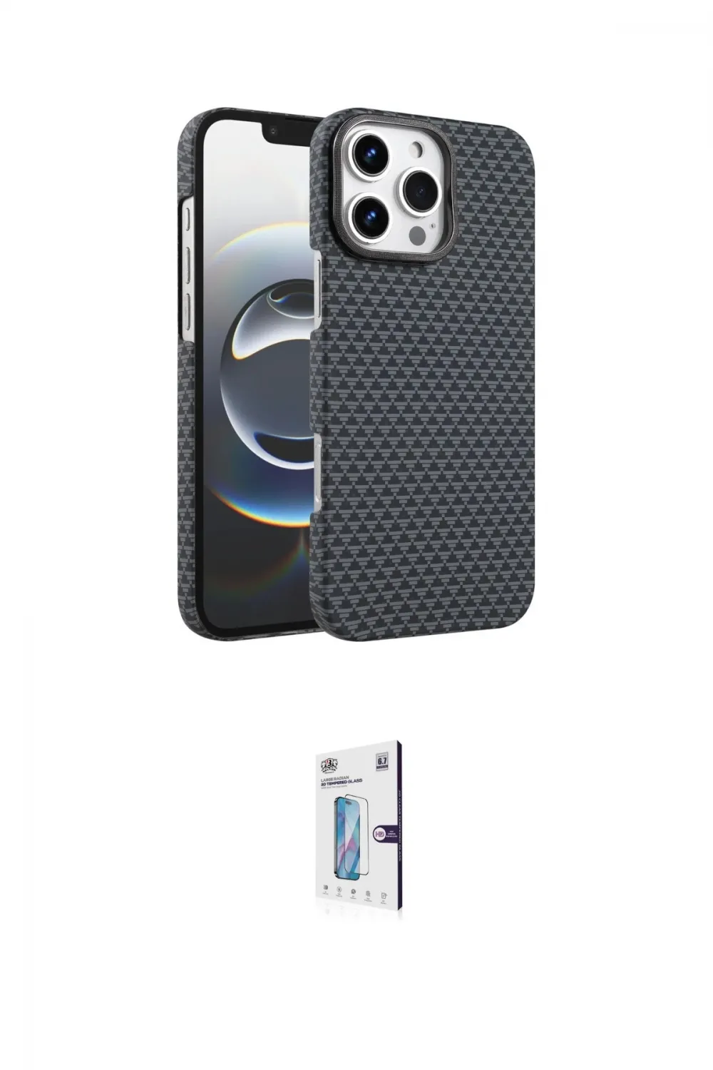 ieg™ iPhone 16 Pro Kılıf Doruk Serisi - Siyah Bilvis 0.18mm Plus Cam Ekran Koruyucu