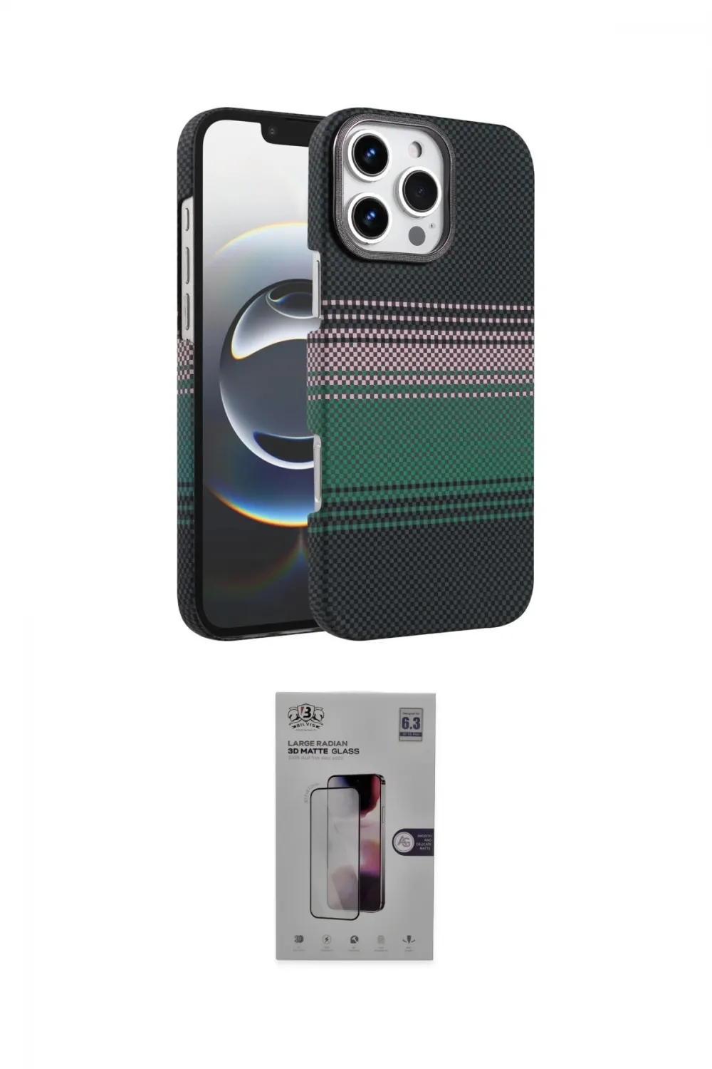ieg™ iPhone 16 Pro Kılıf Doruk Serisi - Siyah Bilvis 3D Mat Cam Ekran Koruyucu