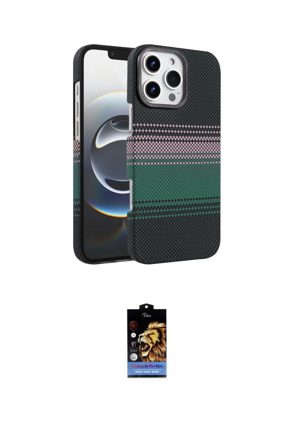 ieg™ iPhone 16 Pro Kılıf Doruk Serisi - Siyah Buffer Hayalet Cam Ekran Koruyucu