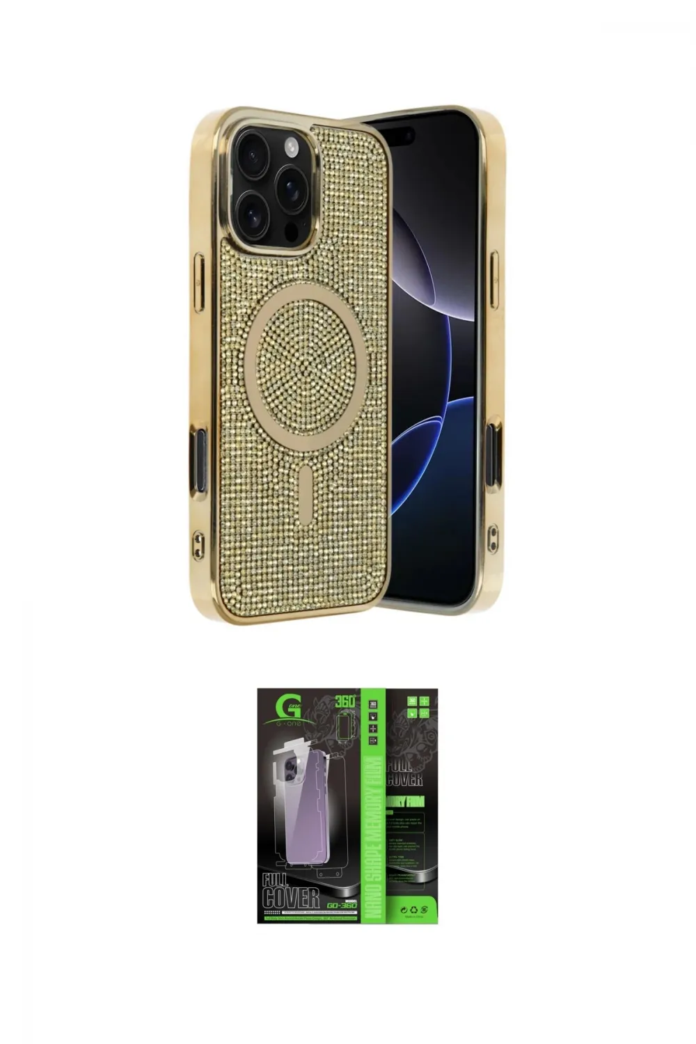 ieg™ iPhone 16 Pro Kılıf Eksen Çizgi - Şeffaf 360 Full Body Arka Koruyucu