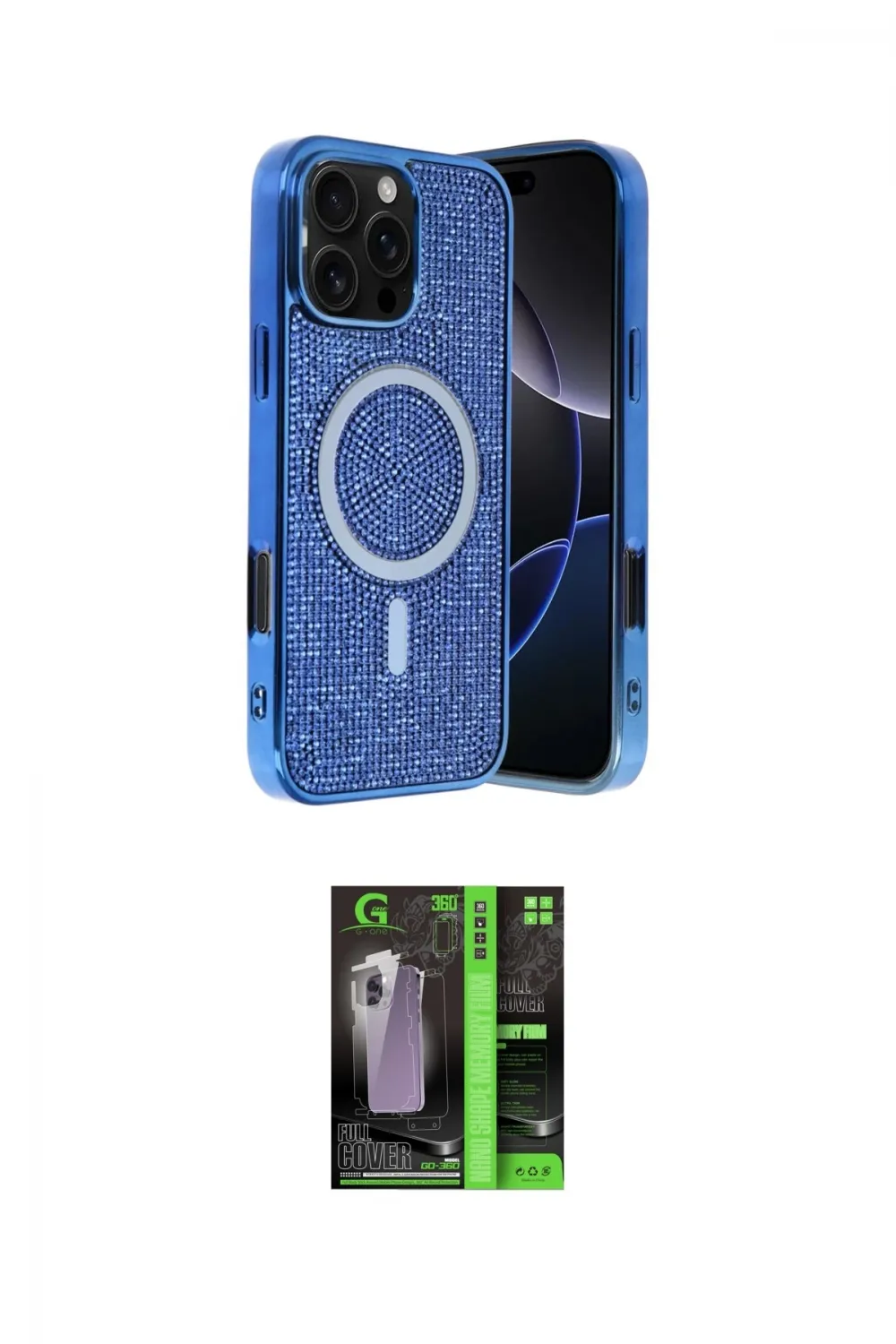 ieg™ iPhone 16 Pro Kılıf Eksen Çizgi - Şeffaf 360 Full Body Arka Koruyucu