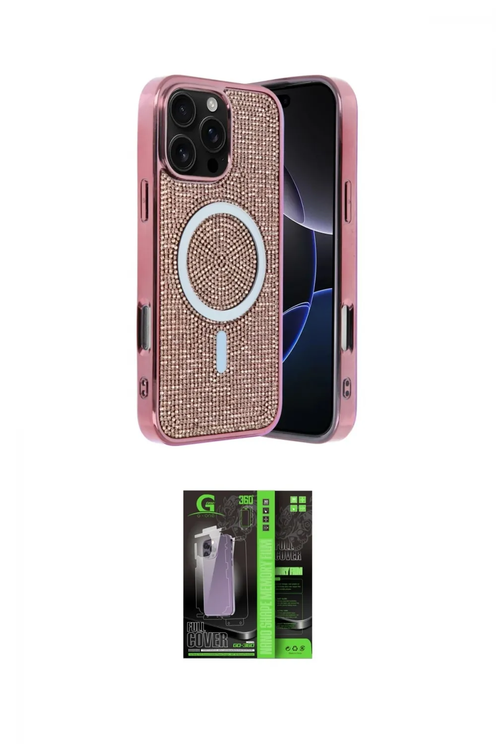 ieg™ iPhone 16 Pro Kılıf Eksen Çizgi - Şeffaf 360 Full Body Arka Koruyucu