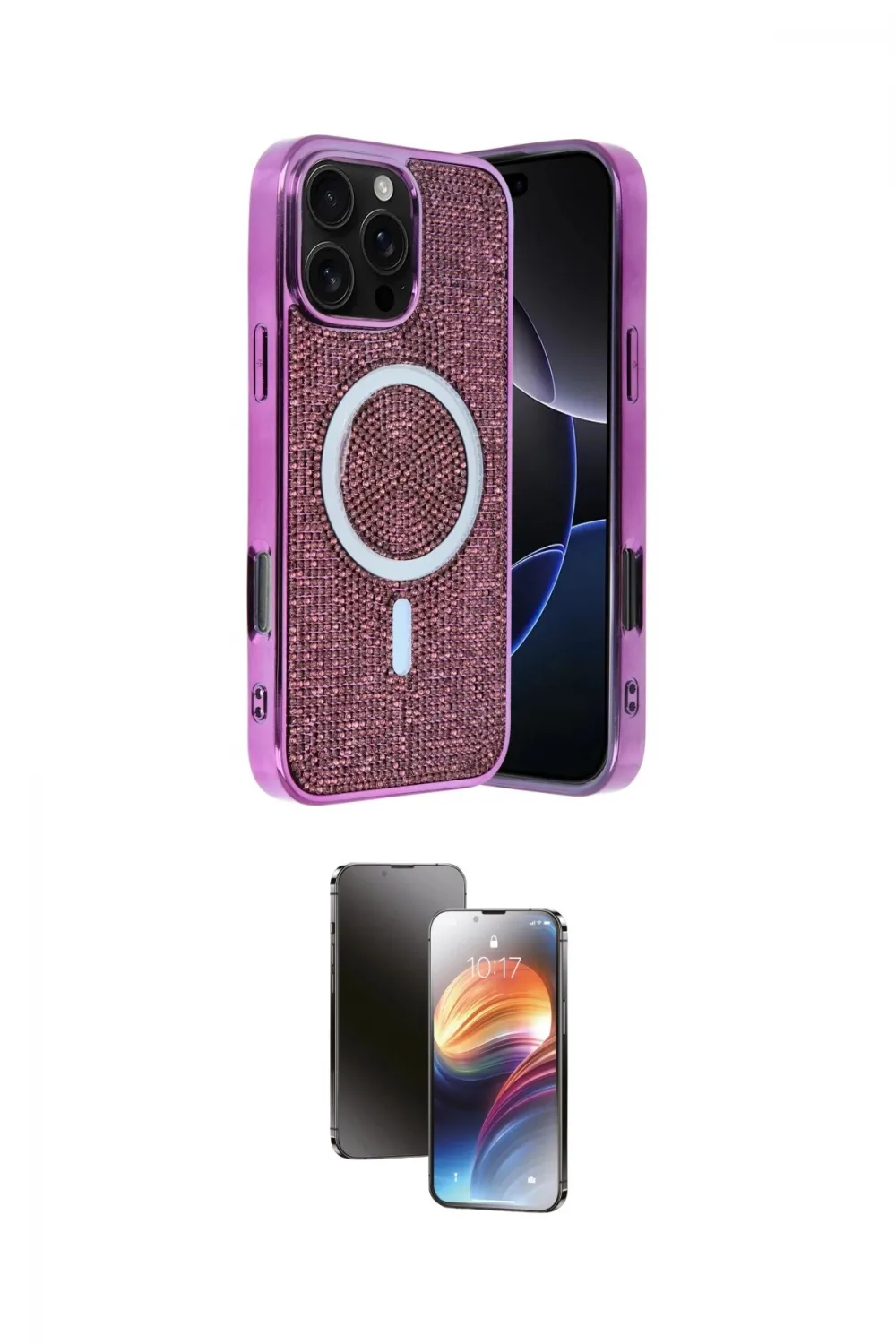 ieg™ iPhone 16 Pro Kılıf Eksen Çizgi - Siyah 3D Antistatik Mat Seramik Nano Ekran Koruyucu