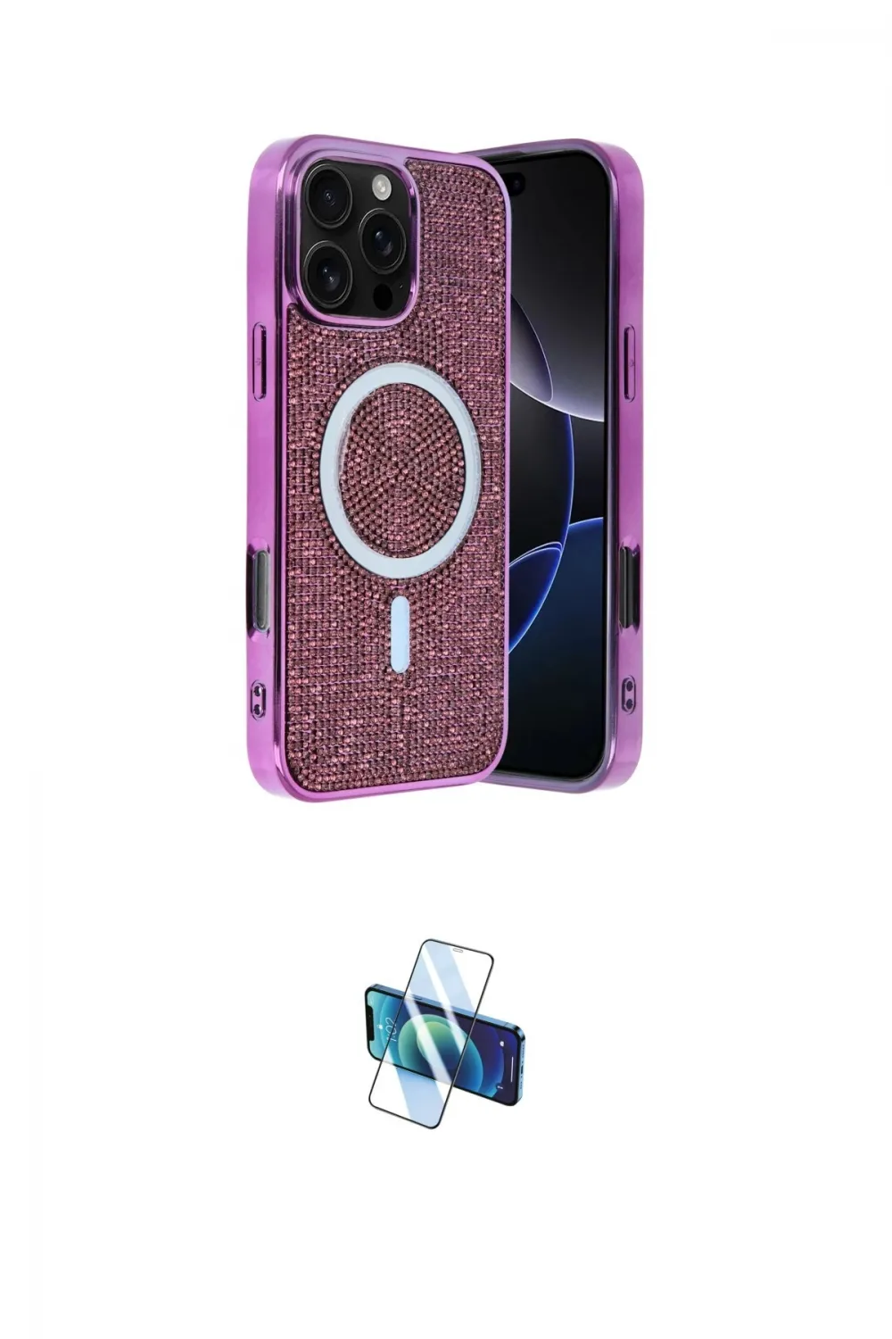 ieg™ iPhone 16 Pro Kılıf Eksen Çizgi - Siyah 3D Antistatik Seramik Nano Ekran Koruyucu