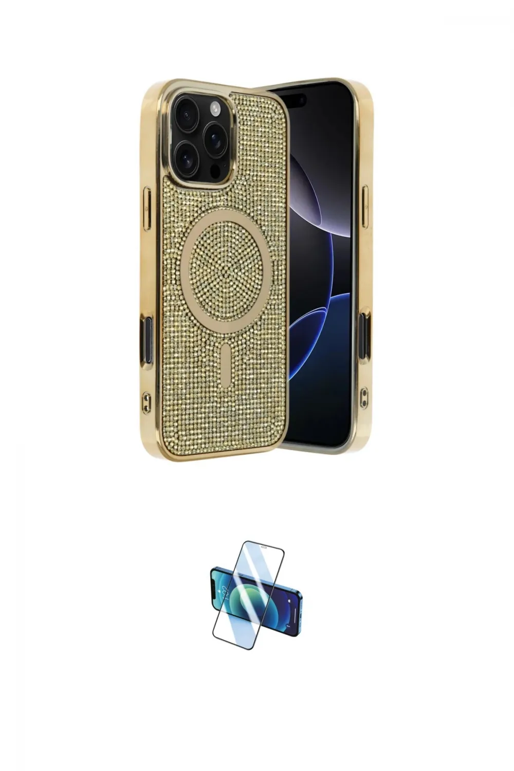 ieg™ iPhone 16 Pro Kılıf Eksen Çizgi - Siyah 3D Antistatik Seramik Nano Ekran Koruyucu