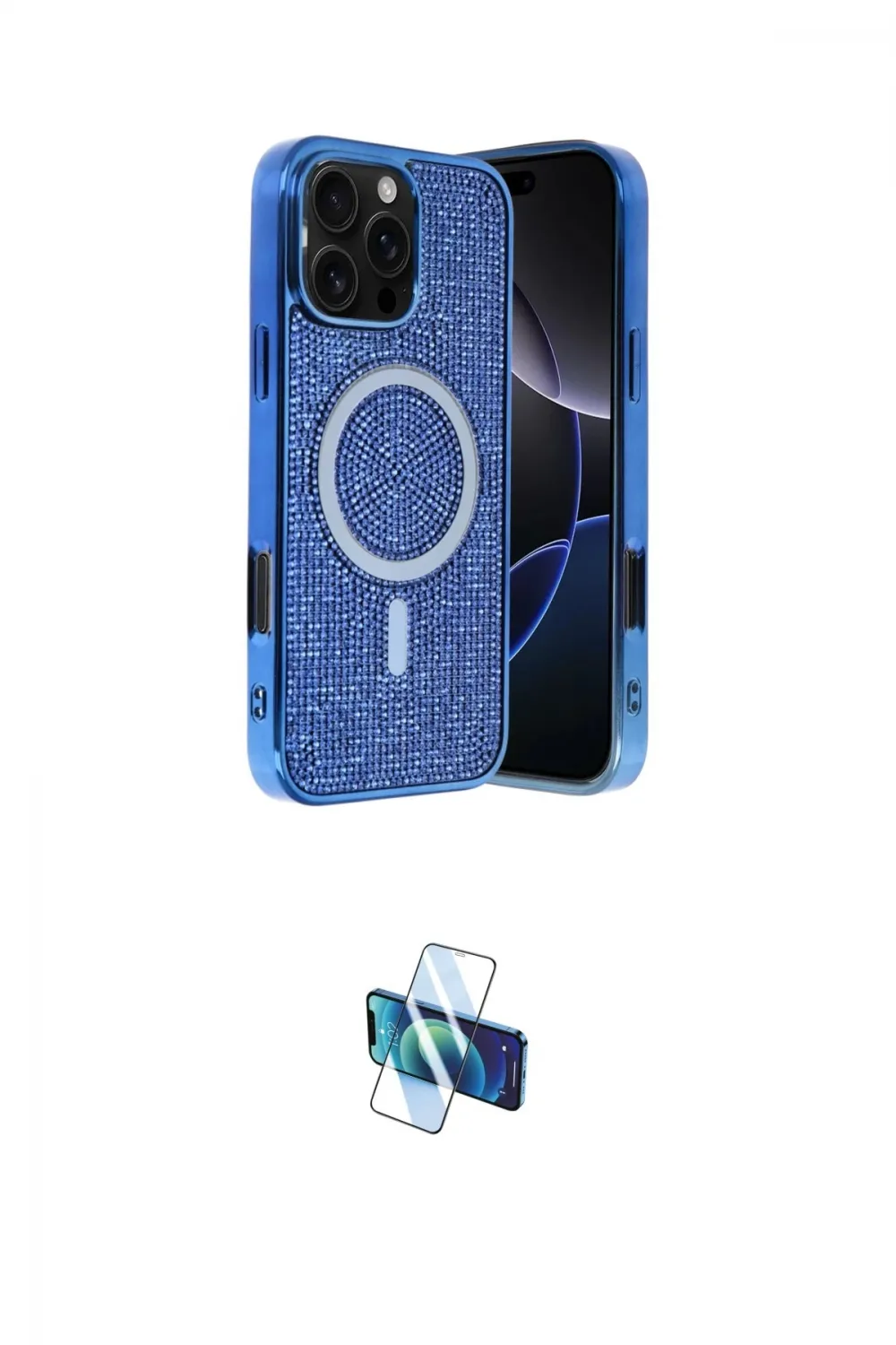 ieg™ iPhone 16 Pro Kılıf Eksen Çizgi - Siyah 3D Antistatik Seramik Nano Ekran Koruyucu