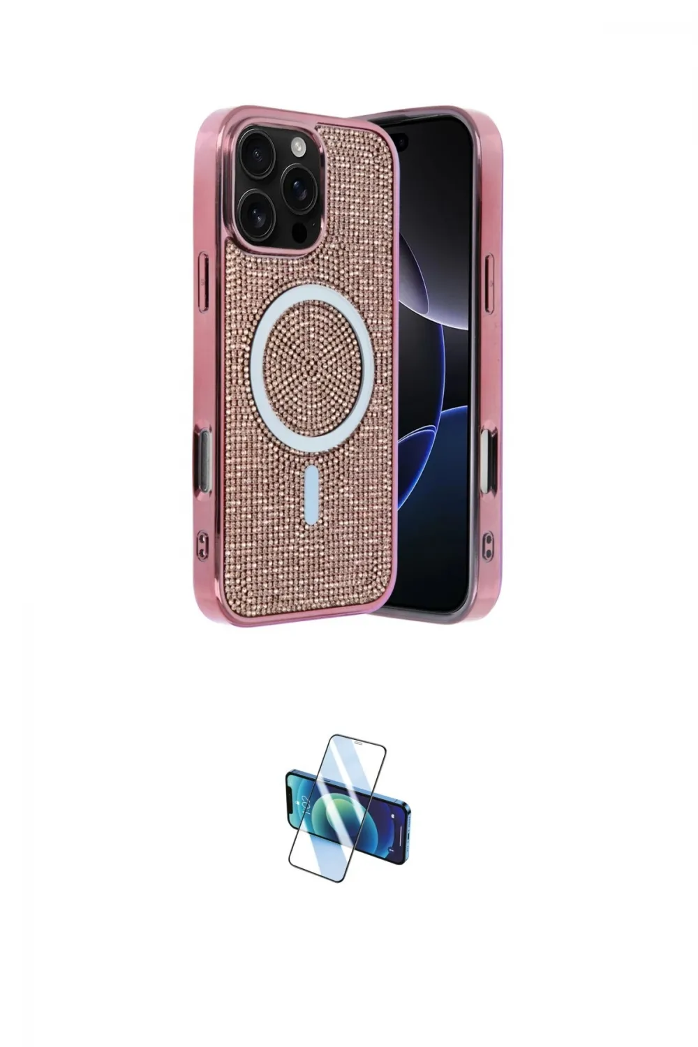 ieg™ iPhone 16 Pro Kılıf Eksen Çizgi - Siyah 3D Antistatik Seramik Nano Ekran Koruyucu