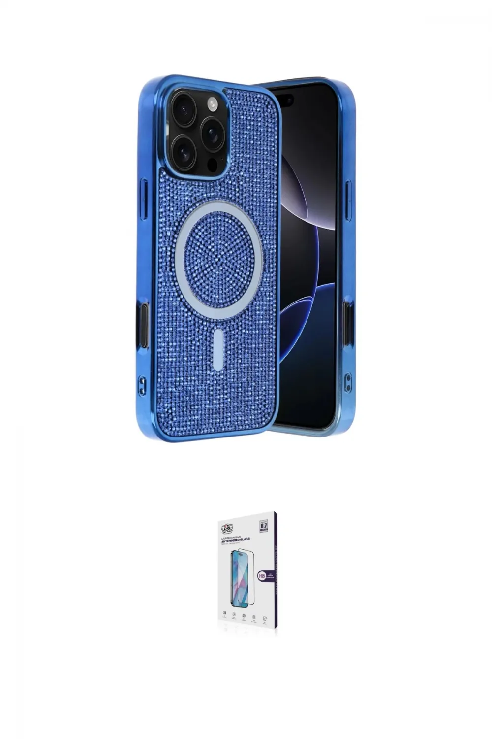 ieg™ iPhone 16 Pro Kılıf Eksen Çizgi - Siyah Bilvis 0.18mm Plus Cam Ekran Koruyucu