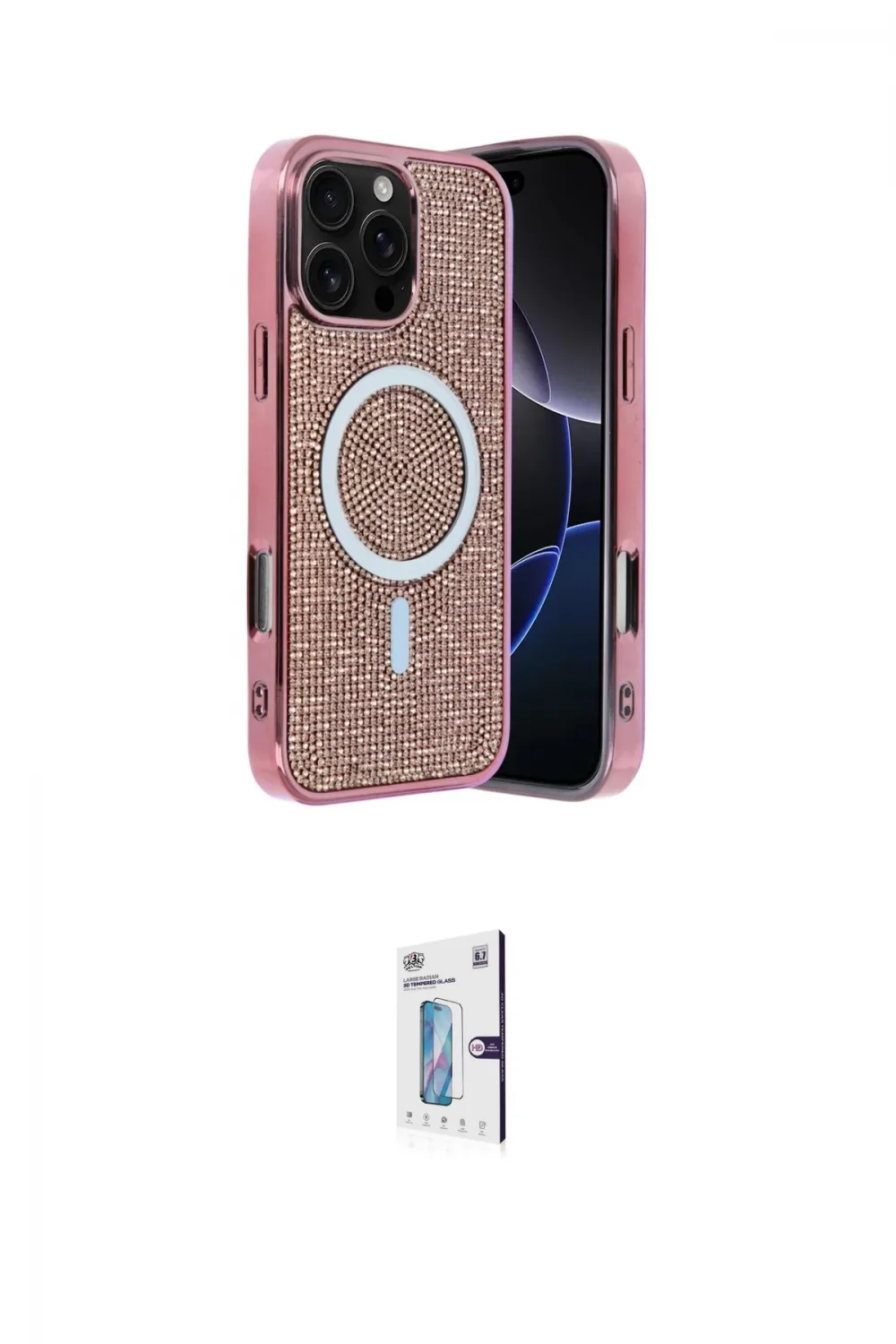 ieg™ iPhone 16 Pro Kılıf Eksen Çizgi - Siyah Bilvis 0.18mm Plus Cam Ekran Koruyucu