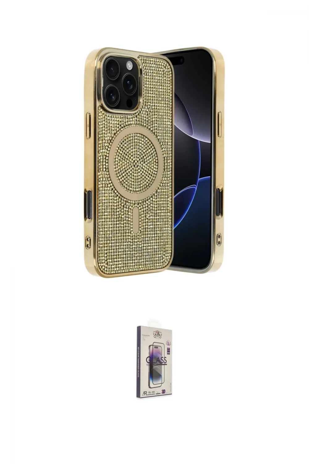 ieg™ iPhone 16 Pro Kılıf Eksen Çizgi - Siyah Bilvis 3D Cam Ekran Koruyucu