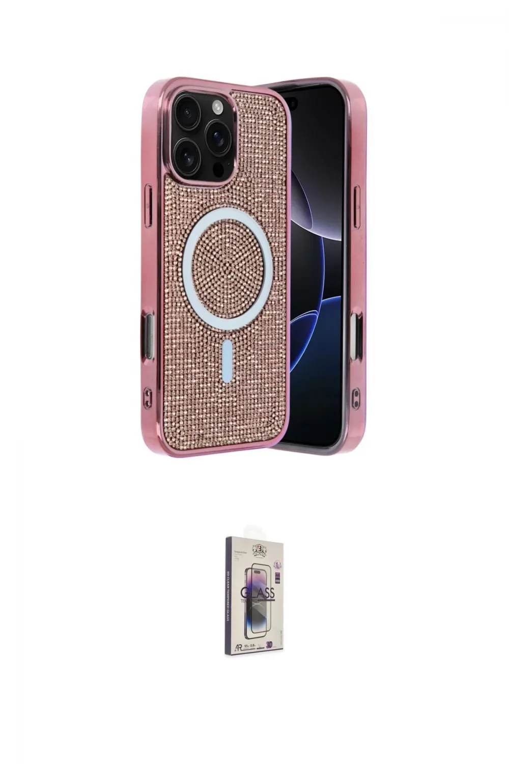 ieg™ iPhone 16 Pro Kılıf Eksen Çizgi - Siyah Bilvis 3D Cam Ekran Koruyucu
