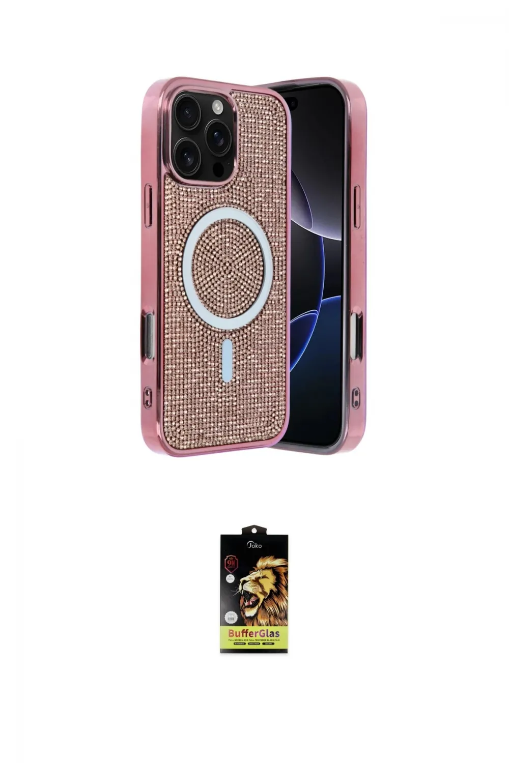ieg™ iPhone 16 Pro Kılıf Eksen Çizgi - Siyah Buffer Cam Ekran Koruyucu